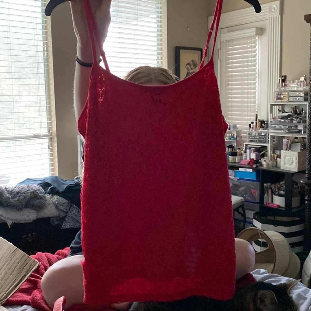 NWT  Style & Co red lacy tank top/ camisole